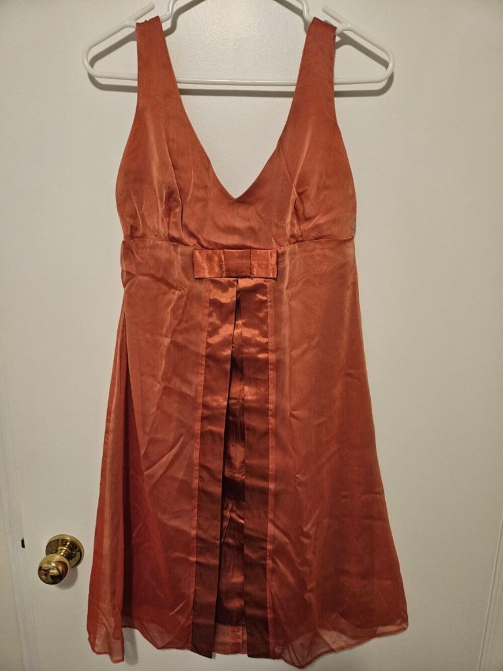 Coral Empire-waist cocktail dress